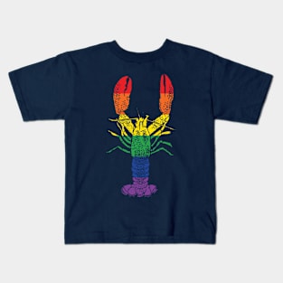 Rainbow Striped Gay Pride Lobster Kids T-Shirt